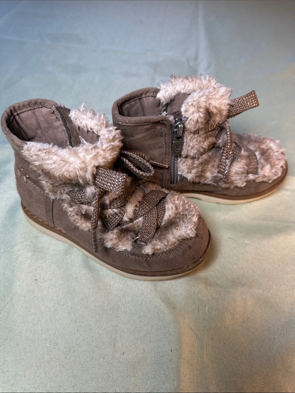 Dr. Scholl's Brown Faux-Fur Lace-Up Kids Ankle Boots